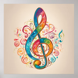 Poster Whimsic Treble Clef