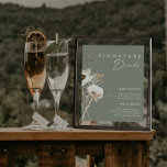 Poster Whimsic Wildflower | Sage Signature Drinks Sign<br><div class="desc">Este Flor Selvagem Branca | Sage Signal Bebidas é perfeito para o seu simples e elegante casamento Boho. As flores silvestres de aquarela minimalistas ajudarão a dar vida à sua visão! O design de bonito flores brancas e douradas, com toques de púrpura e amarela, certamente completará seu sonho de casamento...</div>