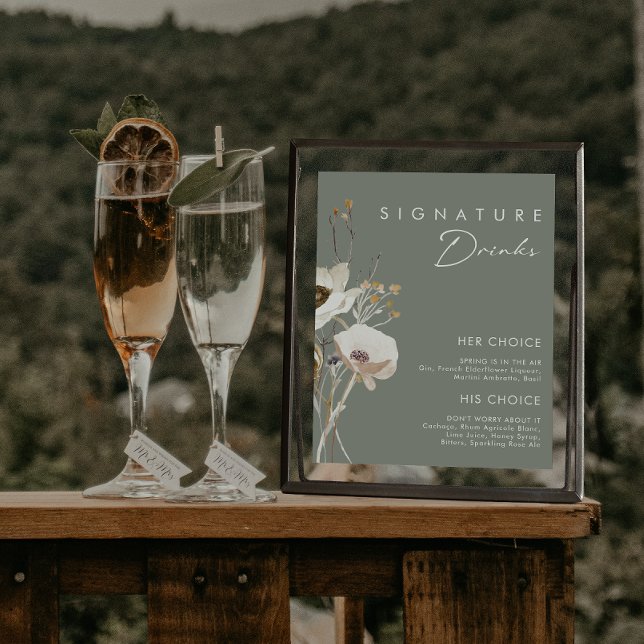 Poster Whimsic Wildflower | Sage Signature Drinks Sign (Criador carregado)