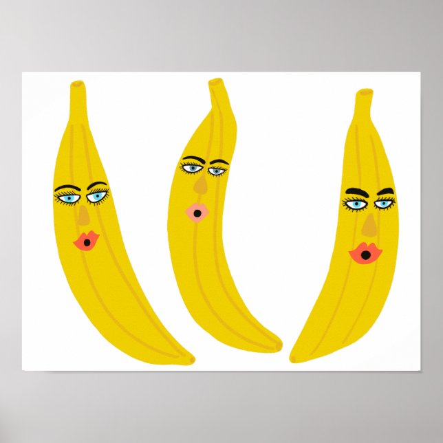 Poster Whimsical Banana Trio Art (Frente)