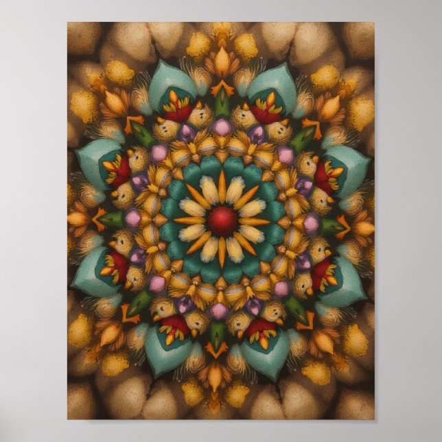 Poster Whimsical Bloom Mandala - Arte de Parede Inspirada (Frente)