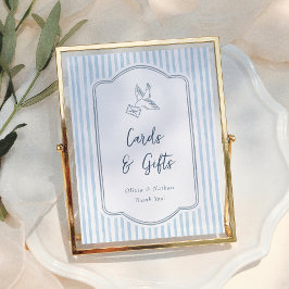 Poster Whimsical Blue Stripes Cards & Gifts Wedding Sign