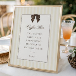 Poster Whimsical Brown Bow Striped Coffee Bar