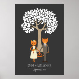 Poster Whimsical Cats Fingerprint Árvore de Assinatura de
