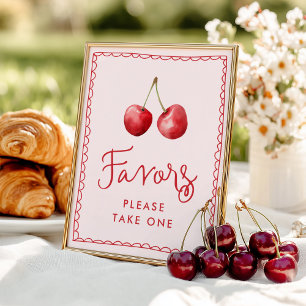 Poster Whimsical Cherry Chá de fraldas favorece o sinal