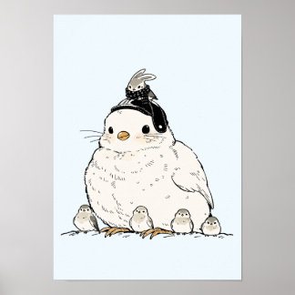 Poster Whimsical Chubby Bird & Fantasy Friend Kids