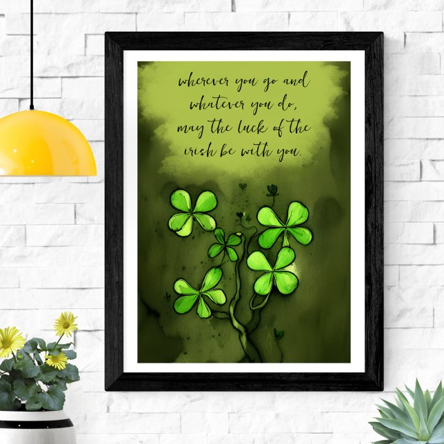 Poster Whimsical Clovers com Sorte do Irlandês Dizendo (Criador carregado)