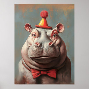 Poster Whimsical Clowe Hippo Retrato
