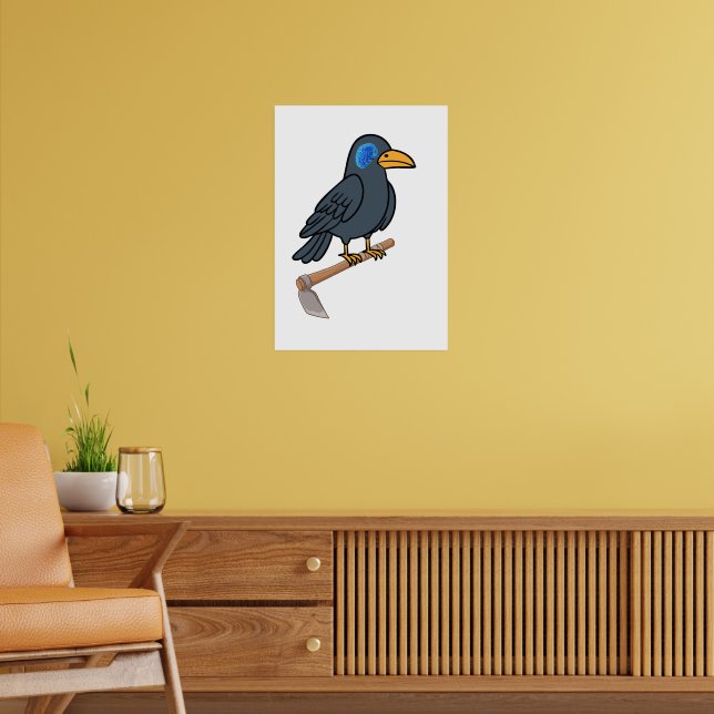 Poster Whimsical Crow Brain Eye - Surreal Dark Raven (Sala de Estar 2)