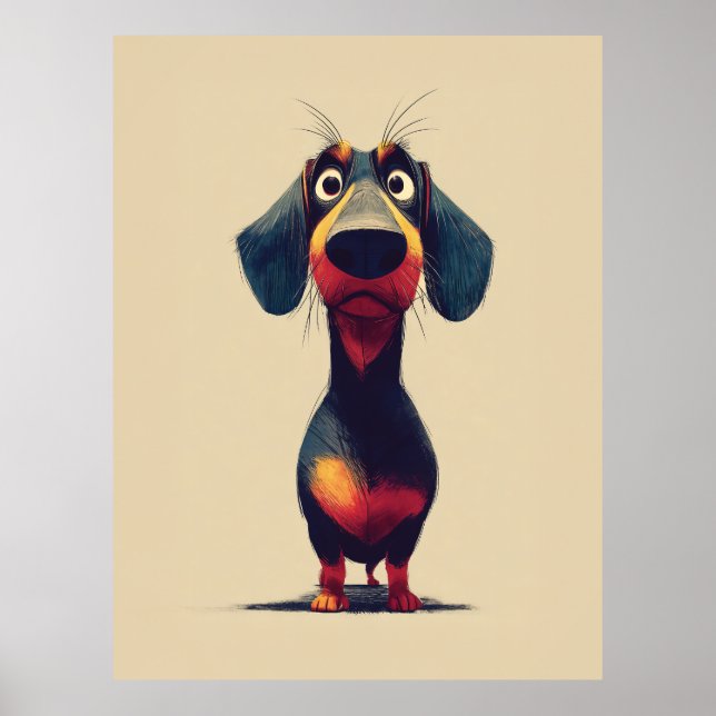 Poster  Whimsical Dachshund Character Illustration (Frente)