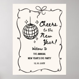 Poster Whimsical Disco Ball New Year's Eve Party