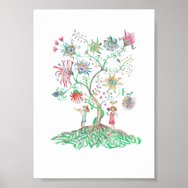 Poster Whimsical Floral Tree  (Frente)