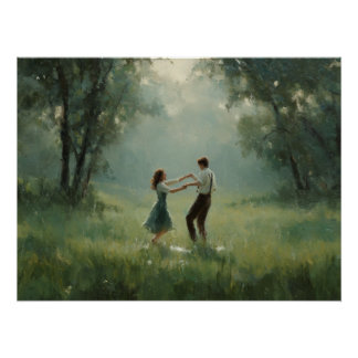 Pôster Whimsical Forest Dance Couple Scene