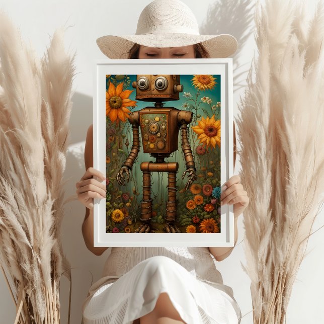 Poster Whimsical Garden Robot | Arte Digital (Criador carregado)