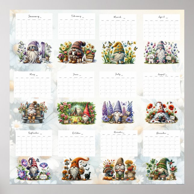 Poster Whimsical Gnome Calendar  (Frente)