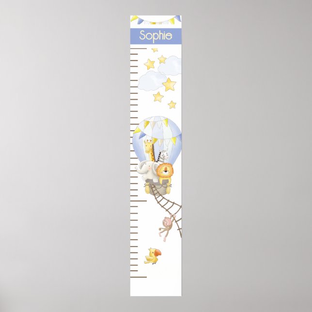 Poster Whimsical Hot Air Balloon Growth Chart (Frente)