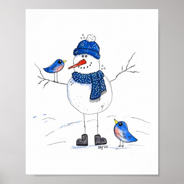 Poster Whimsical Long-Legged Snowman (Frente)