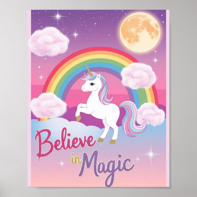 Poster Whimsical Magical Unicorn Illustration (Frente)