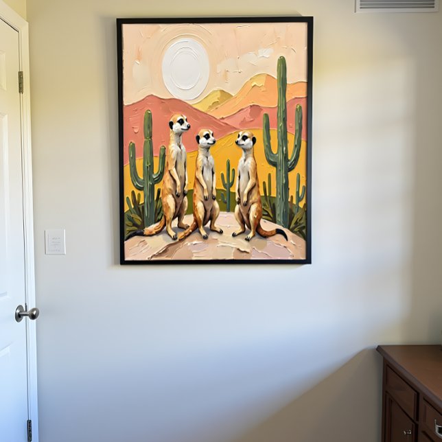 Pôster Whimsical Meerkat Trio Desert Art (Criador carregado)