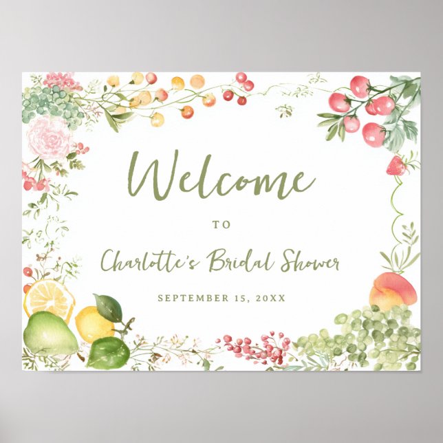 Poster Whimsical Off the Market Bridal Shower Welcome (Frente)