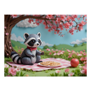 Pôster Whimsical Paper Raccoon