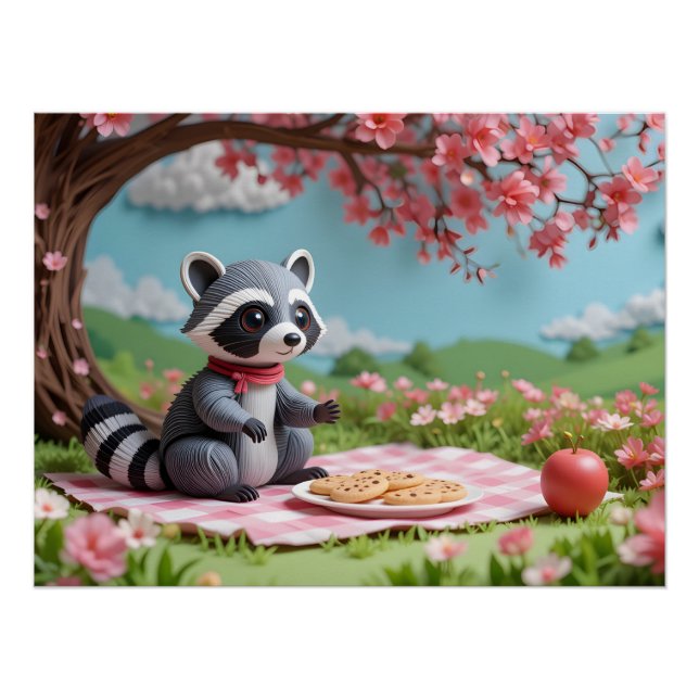 Pôster Whimsical Paper Raccoon (Frente)