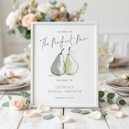 Poster Whimsical Perfect Pair Pear Welcome Bridal Shower