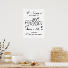 Poster Whimsical Personalized Engagement couple Sign