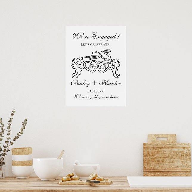 Poster Whimsical Personalized Engagement couple Sign (Cozinha)
