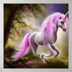 Poster Whimsical Purple Unicorn em