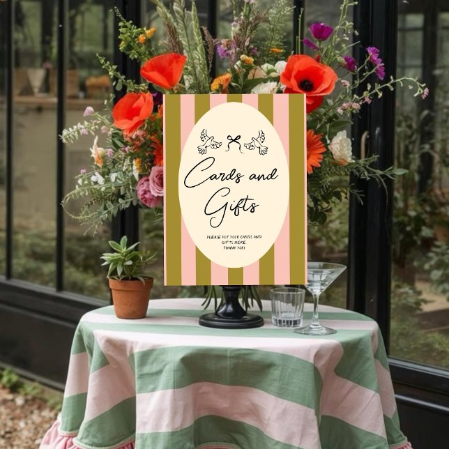 Pôster Whimsical Red Pink “Cards and Gifts” Wedding (Criador carregado)