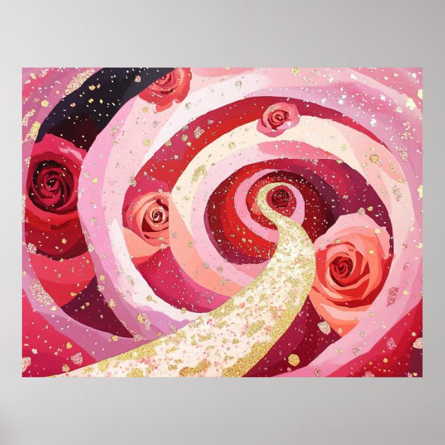 Poster Whimsical roses garden (Frente)