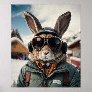 Poster Whimsical Snowboard Bunny