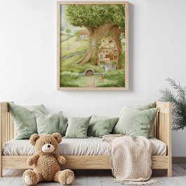 Poster Whimsical Treehouse Storybook 