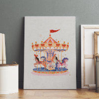 Whimsical Vintage Carousel Watercolor