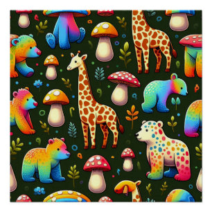 Pôster Whimsical Woodland Cria Padrão