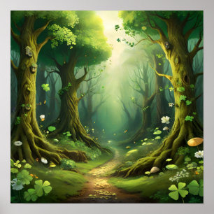 Poster Whimsical Woodland Rua Caminho do Dia de Patrick