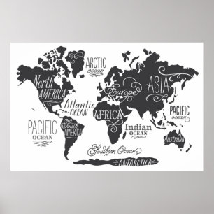 Pôster Whimsical World Map