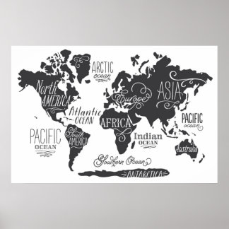 Pôster Whimsical World Map