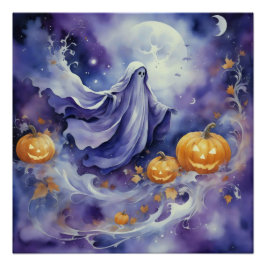 Pôster Whimsical Wraith: O Encantado Caminho da Abóbora