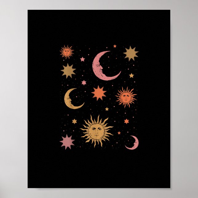 Poster Whimsigoth Aestic Vintage Half Moon Sun (Frente)