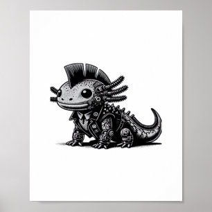 Poster Whimsigoth Cyborg Axolotl Vintage Art Classe Desig