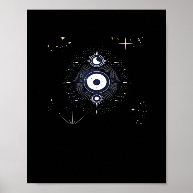 Poster Whimsigoth Night Sky Sun Moon Witchy Clássica Vint (Frente)