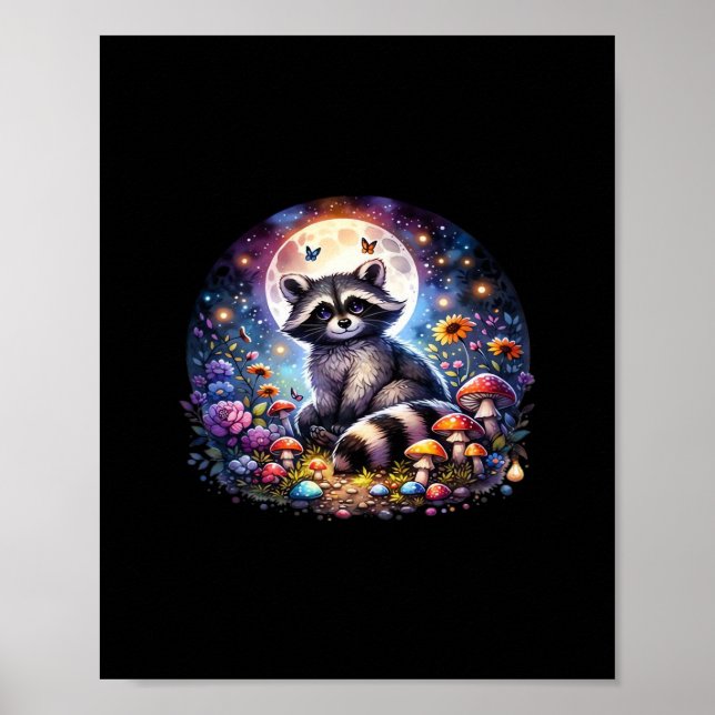 Poster Whimsigoth Raccoon Por Luz Da Lua, Ventilador Colo (Frente)