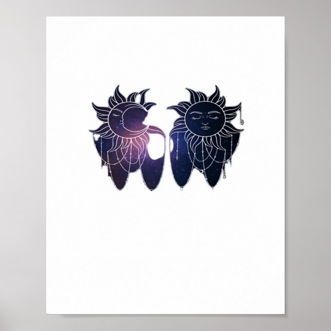 Poster Whimsigoth Starry Night Sun Moon Witchy Classic (Frente)