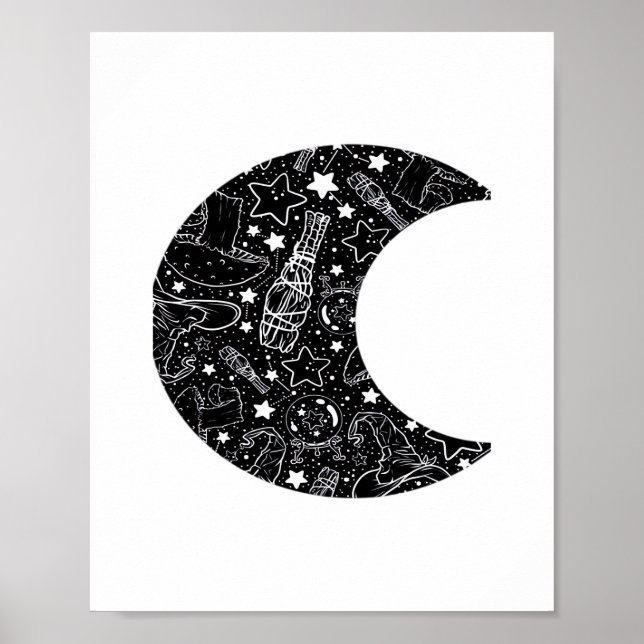 Poster Whimsigoth Witch Moon Wicca Kawaii Gótico Tattoo A (Frente)