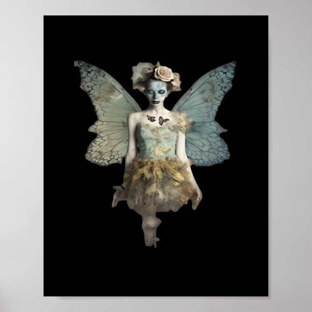 Poster Whimsigoth Zombie Fada Velha Timey Gótica Moody Ar (Frente)