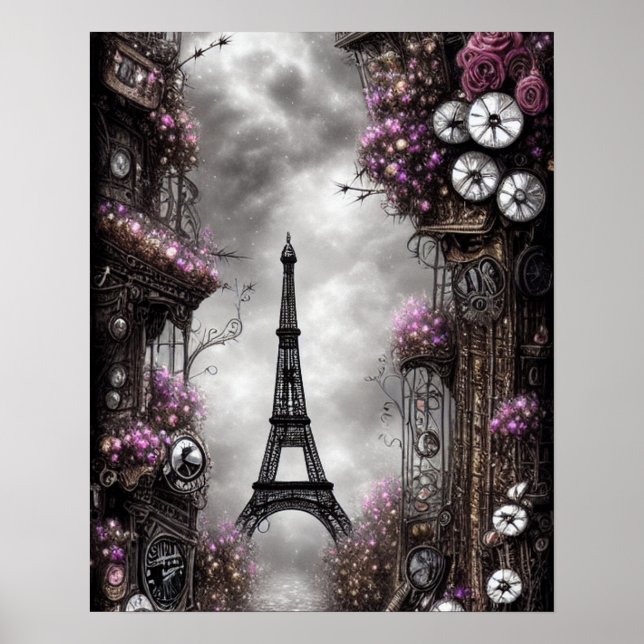 Poster Whimsso Steampunk Fantasy Eiffel Tower Paris (Frente)