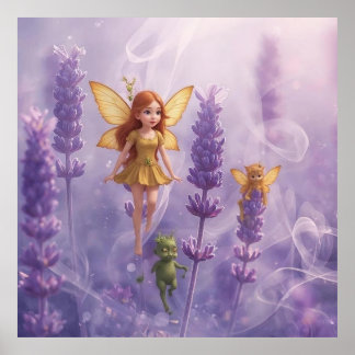 Poster Whimsy Among the Purple Blooms