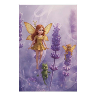 Pôster Whimsy Among the Purple Blooms